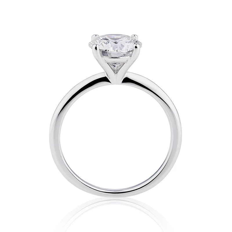Bague en or blanc 14 K avec diamant créé en laboratoire totalisant 2 ct