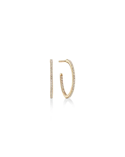 0.15 Carat TW Fine Diamond Hoop Earrings 10kt White Gold