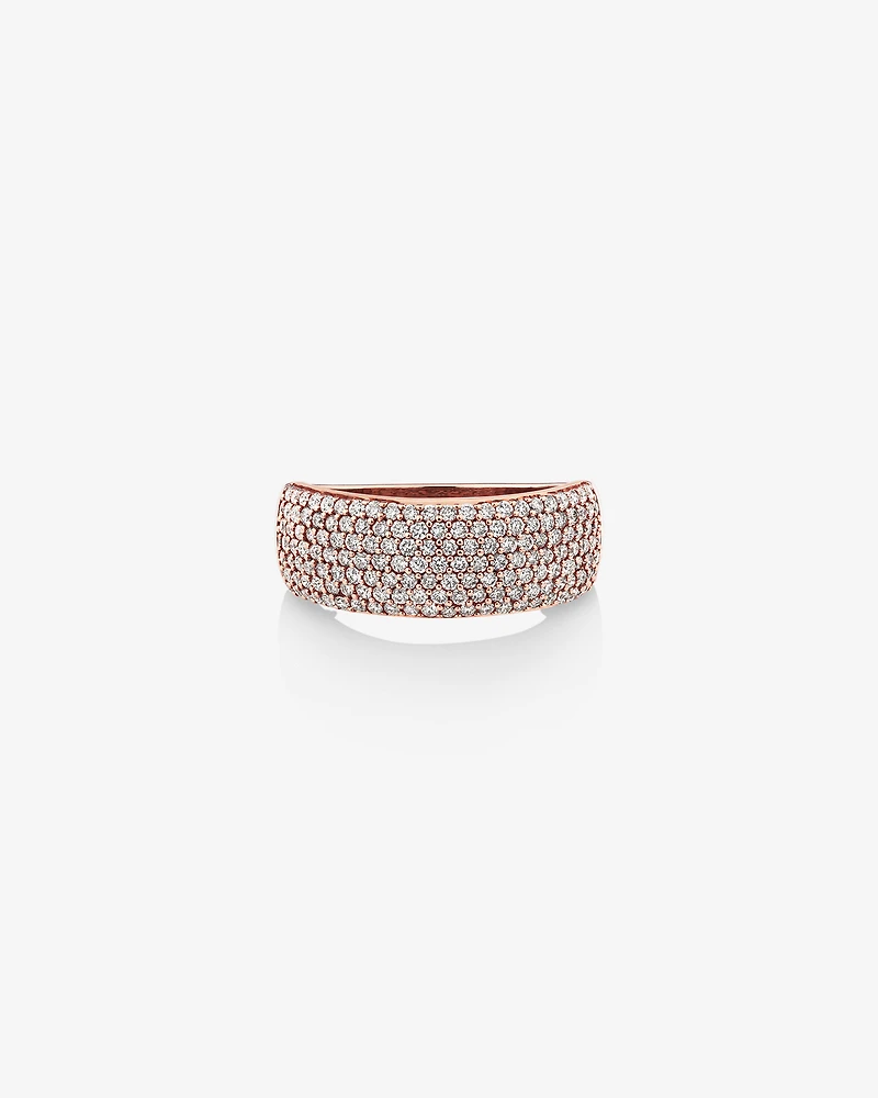 Bague en or rose 10 K avec pavé de diamants totalisant 1 ct