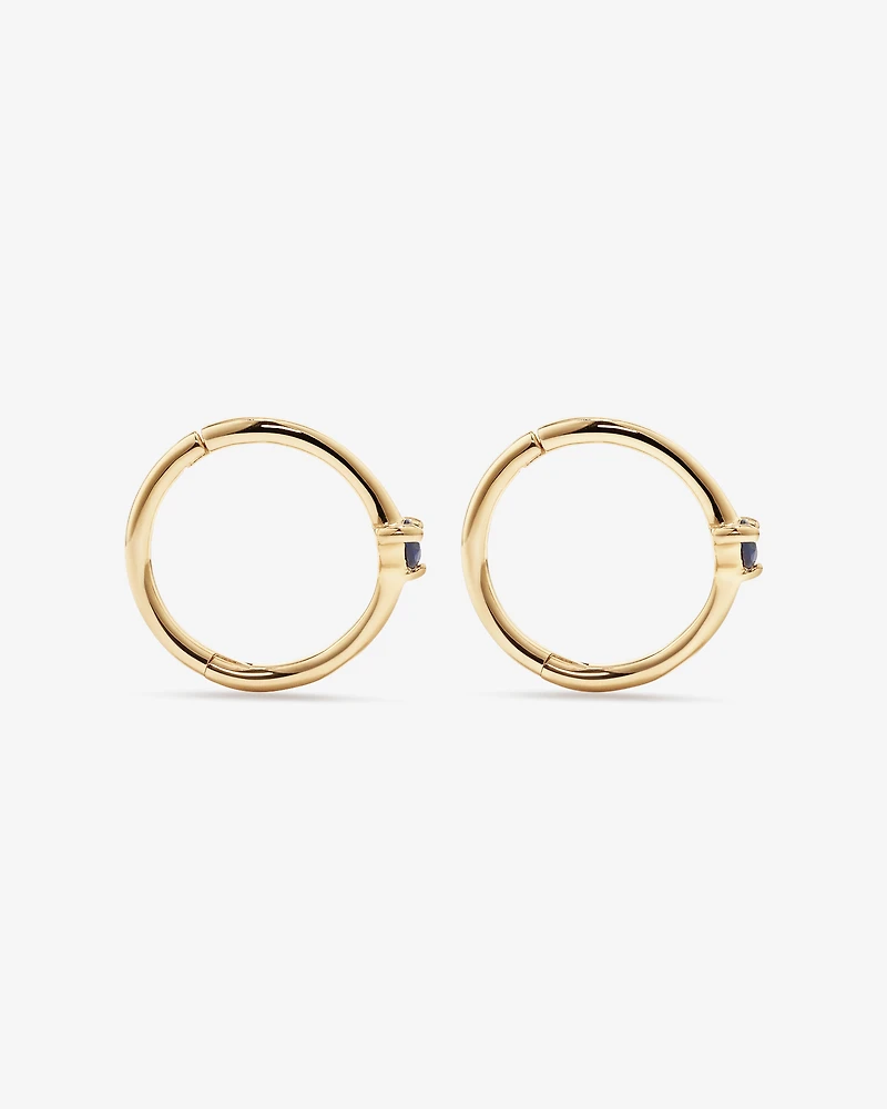 Blue Sapphire Gemstone Accent Sleeper Earrings in 10kt Yellow Gold