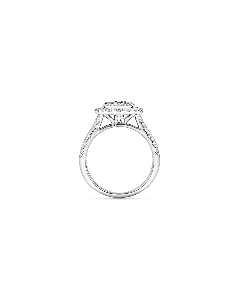 Bague en or blanc 10 carats sertie d'un diamant rond brillant de synthèse 2,00