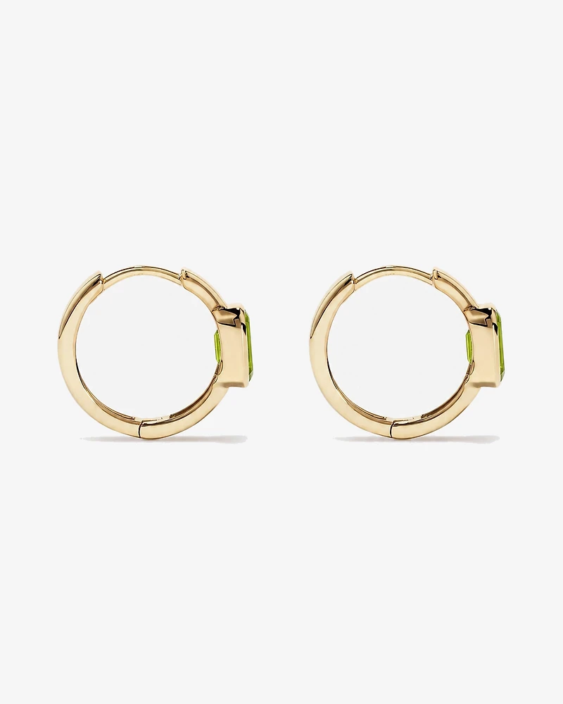 Peridot Bezel Huggie Earrings in 10kt Yellow Gold