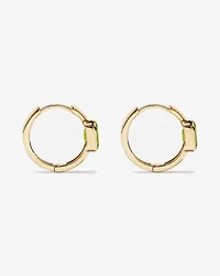 Peridot Bezel Huggie Earrings in 10kt Yellow Gold