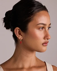 Red Cornicello Single Earring Charm in 10kt Yellow Gold