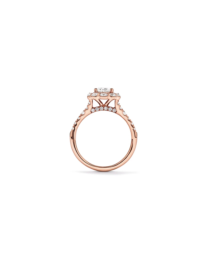 2.15 Carat TW Oval Halo Laboratory-Grown Diamond Ring 14kt Rose Gold