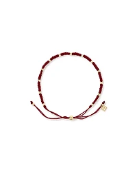 Burgundy Cord Bead Bracelet in 10kt Yellow Gold