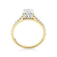 Bague de fiançailles avec 1 1/4 carat de diamants en or jaune/blanc 14 carats