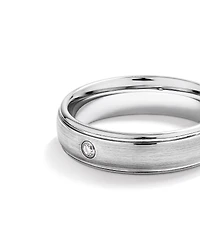 6mm Polished and Brushed Diamond Wedding Band in Tungsten