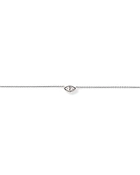 Marquise Cut White Created Sapphire Bezel Necklace in 10kt White Gold