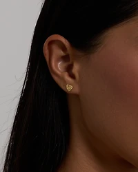 Textured Heart Stud Earrings in 18kt Vermeil