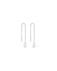 6mm Threader Earrings with Cultured Freshwater Pearls in Sterling Silver