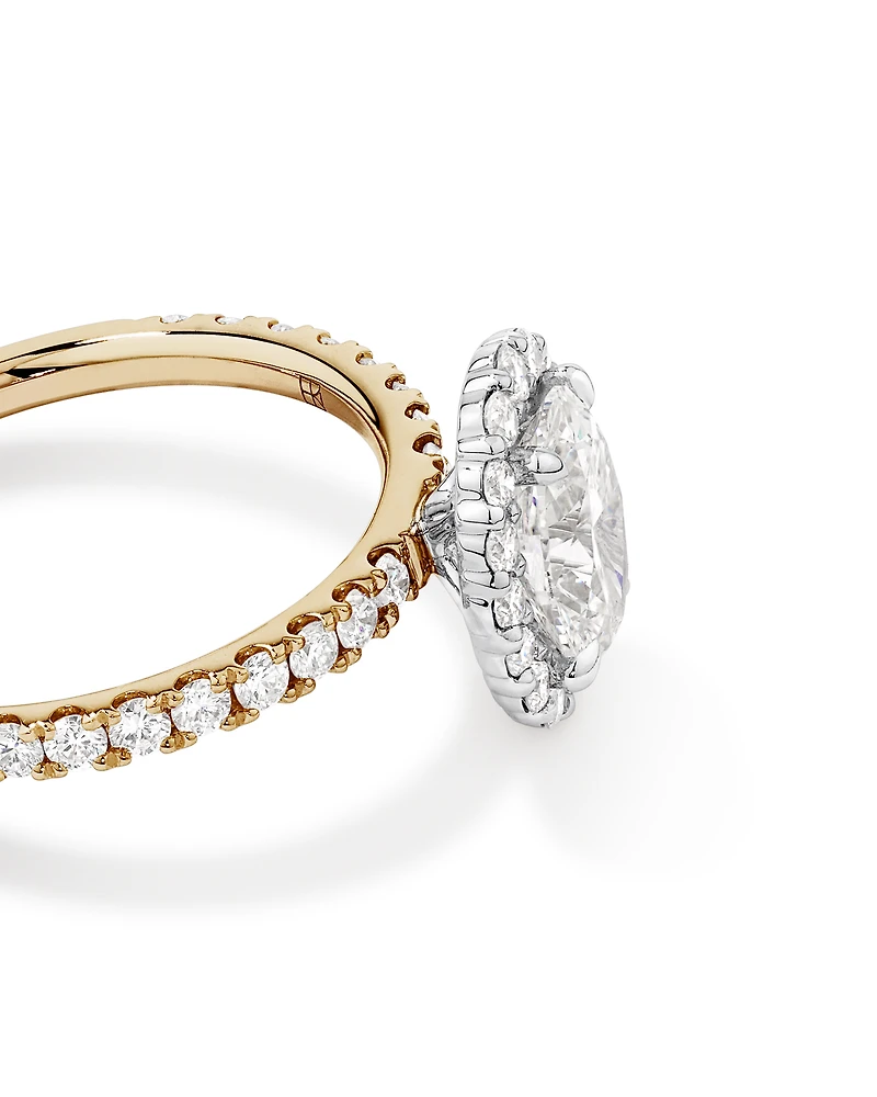 1.78 Carat TW Oval Laboratory-Grown Diamond Halo Engagement Ring in 14kt Yellow and White Gold