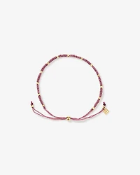 Bracelet de perles en cordon rose poussiéreux en or jaune 10 carats