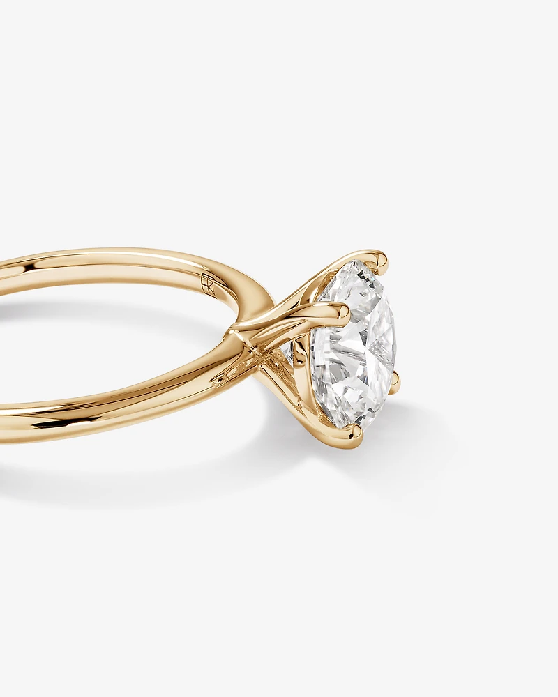 Bague de fiançailles solitaire ronde en diamant brillant de laboratoire TW de 2 carats en or jaune 14 carats