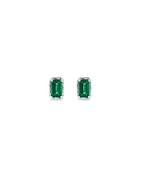 Emerald-Cut Created Emerald Stud Earrings in Sterling Silver