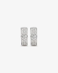 Reversible Huggie Earrings With Cubic Zirconia In Sterling Silver