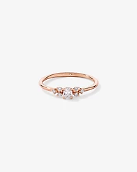 Bague de promesse en or rose 10 carats avec diamants laboratoire taille ovale et brillant rond (poids total 0,20 carat)
