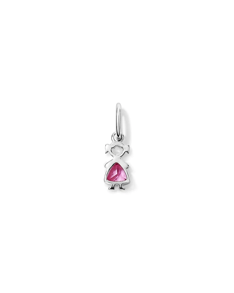 Created Pink Sapphire Girl Pendant in Sterling Silver