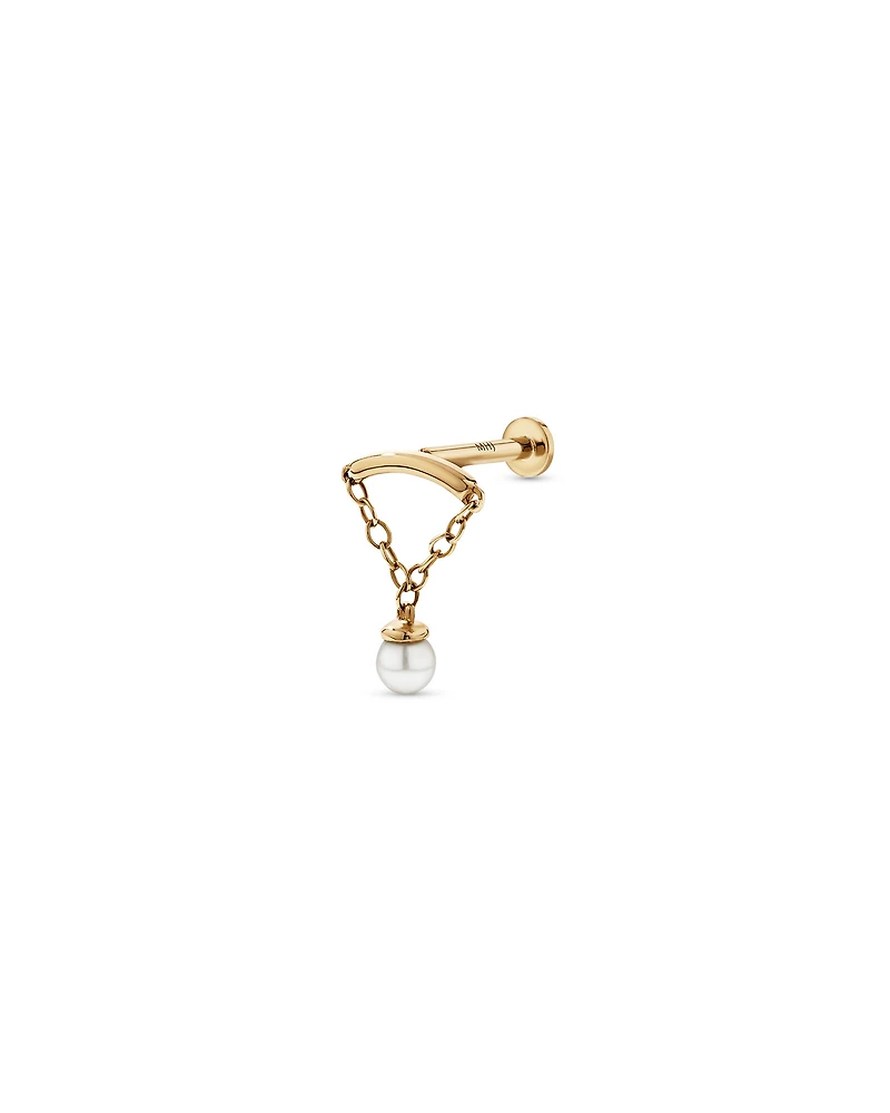 Cultured Freshwater Pearl Floating Single Helix in 10kt Yellow Gold