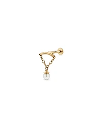 Cultured Freshwater Pearl Floating Single Helix in 10kt Yellow Gold