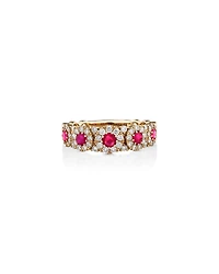 Bubble Ring with Ruby and .50 Carat TW Diamonds in 14kt Yellow Gold