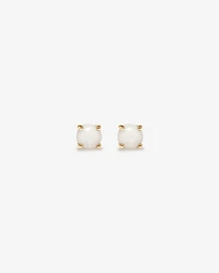 Australian Opal Round Birthstone Stud Earrings in 10kt Yellow Gold