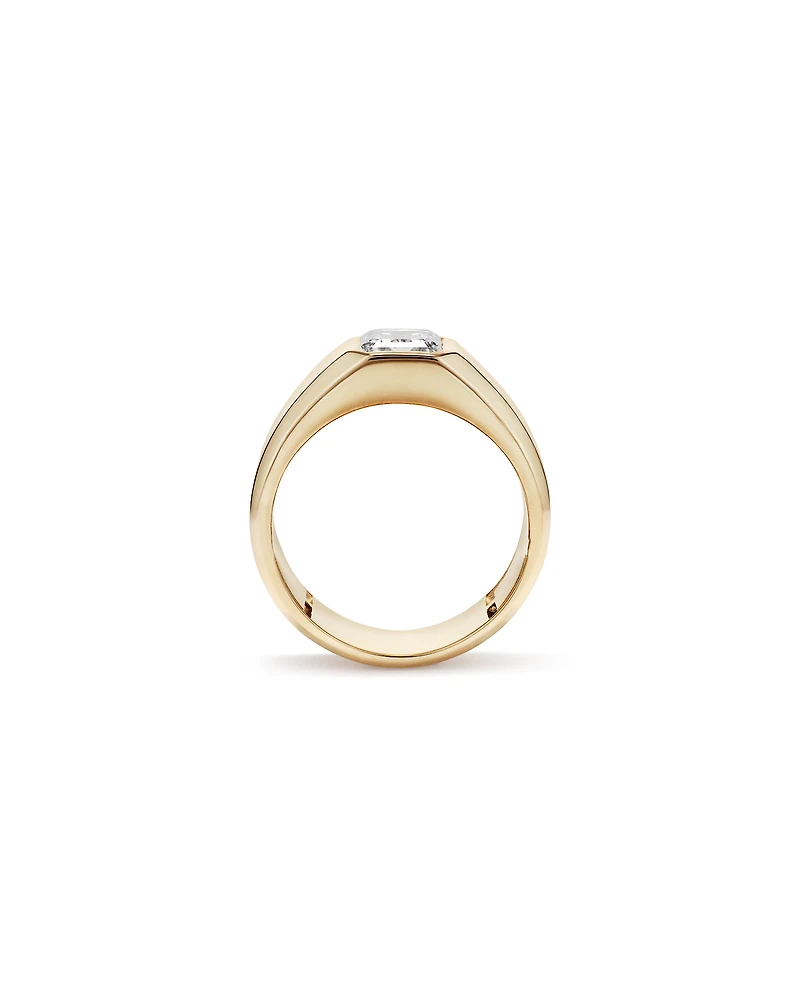 2.00 Carat TW Bezel Set Emerald Cut Lab-Grown Diamond Modern Cigar Band 14kt Yellow Gold