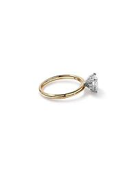 1.55 Carat TW Round Brilliant Lab-Grown Diamond Solitaire Hidden Halo Engagement Ring in 14kt Yellow and White Gold