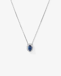 Australian Sapphire & 0.09 Carat TW Diamond Halo Necklace in 10kt White Gold