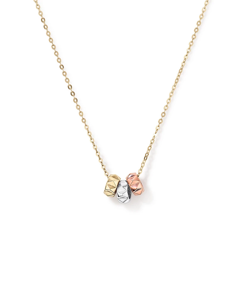 50cm (20'') Signature Connect Rondel Necklace in 10kt Yellow, Rose and White Gold