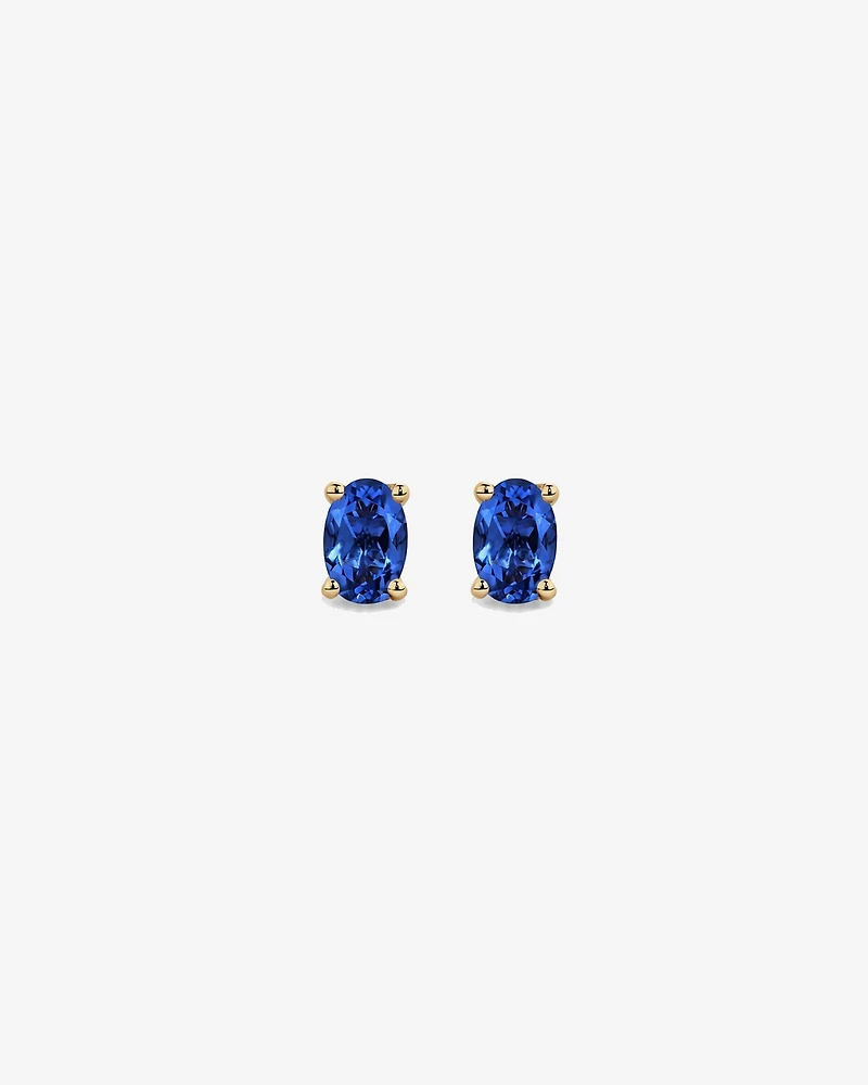 Boucles d'oreilles puces ovales Saphir en or jaune 10 ct