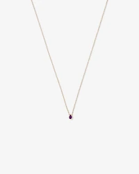 Pear Cut Purple Amethyst Gemstone Pendant Necklace Bezel Set in 10kt Yellow Gold