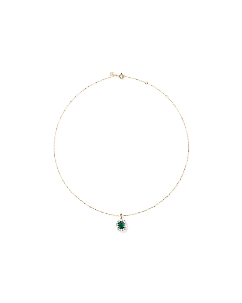 Created Emerald & .50 Carat TW Laboratory-Grown Diamond Halo Ring in 10kt Gold