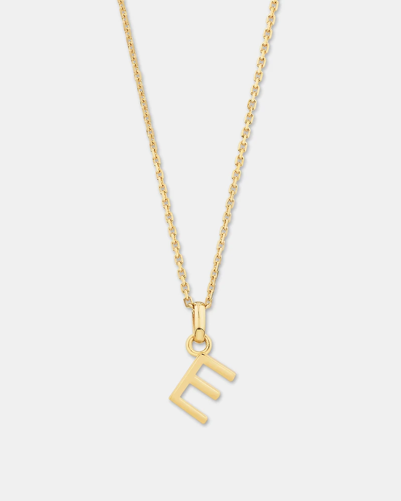 "E" Initial Pendant with Chain in 10kt Yellow Gold