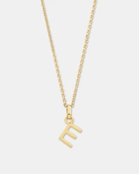 "E" Initial Pendant with Chain in 10kt Yellow Gold