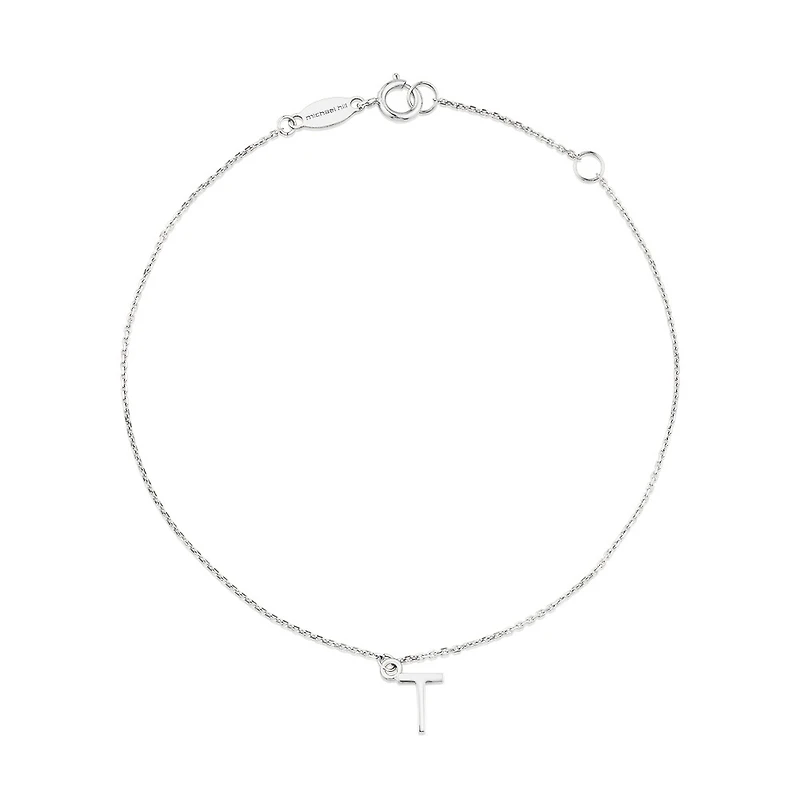 19cm (7.5") T Initial Bracelet in Sterling Silver