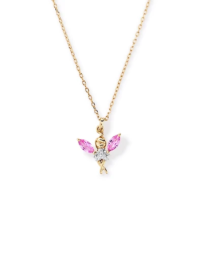 Children's Fairy Pendant with Pink Cubic Zirconia in 10kt Yellow Gold