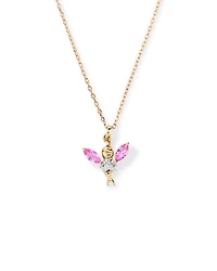 Children's Fairy Pendant with Pink Cubic Zirconia in 10kt Yellow Gold