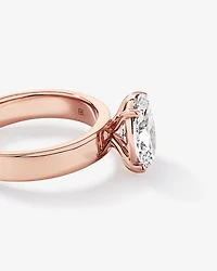 Bague solitaire en or rose 14 carats sertie d'un diamant ovale de 2,00 cultivé laboratoire