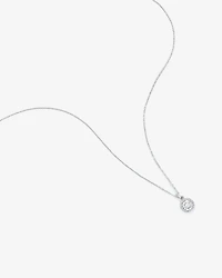 Collier Pendentif Halo en Zircon Cubique Rond Brillant en Argent Sterling