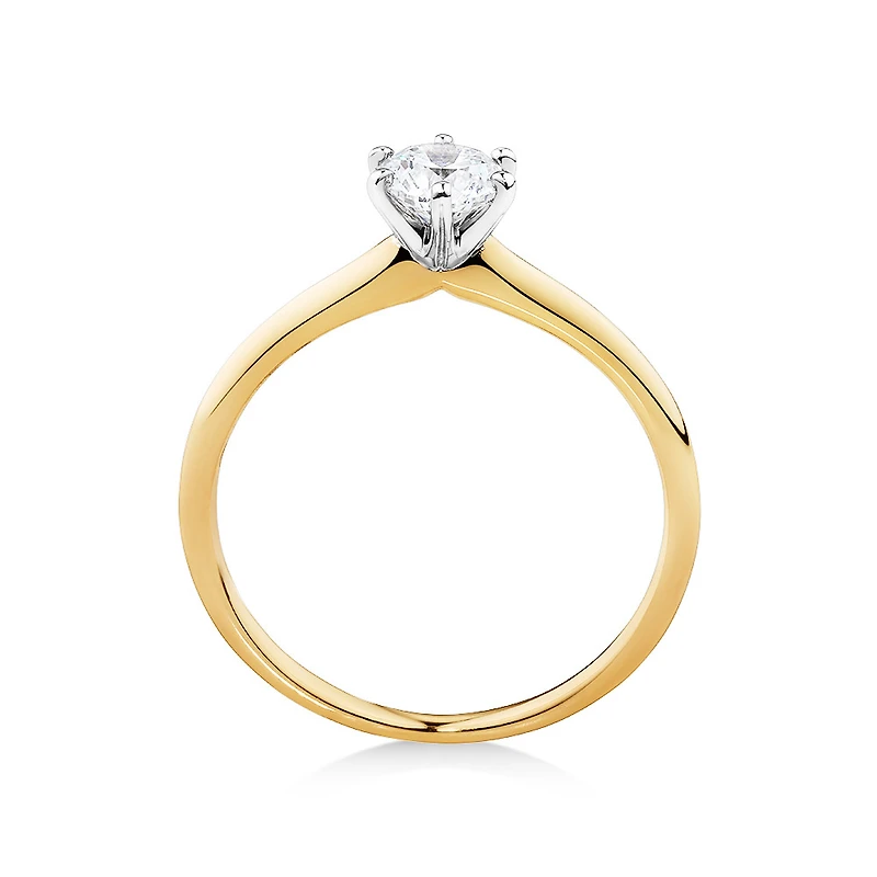 Bague de fiançailles Solitaire de Michael Hill en or jaune et blanc 18 K avec diamants du Code of Origin de De Beers totalisant 0,50 ct