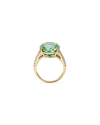 Oval Green Amethyst & 0.33 Carat TW Diamond Split Shank Ring 10kt Yellow Gold