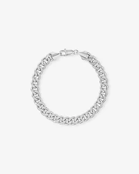 23cm (22") 9mm Width Semi Solid Diamond Cut Curb Bracelet in 10kt White Gold