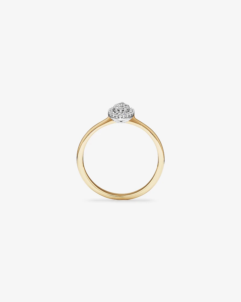 0.15 Carat TW Marquise Cluster Diamond Promise Ring in 10kt Yellow and White Gold