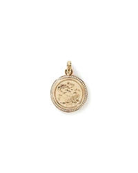 Pendentif médaillon Full Sovereign avec diamants totalisant 0,33 carat en or jaune 10kt et 22kt