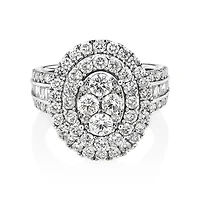 Oval Cluster Ring with 2.50 Carat TW of Diamonds in 14kt White Gold