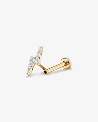 Diamond Lightning Bolt Flat Back Helix Stud Earring in 10kt Yellow Gold