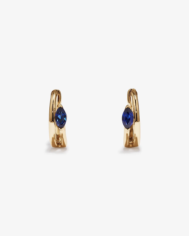 Marquise-Cut Created Sapphire Wrap Earrings in 10kt Yellow Gold
