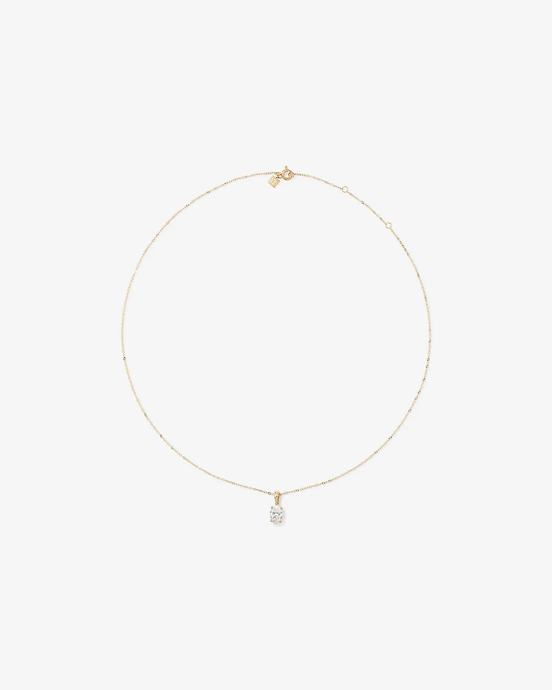 1.00 Carat TW Oval Cut Laboratory-Grown Diamond Solitaire Pendant  in 10kt Yellow Gold