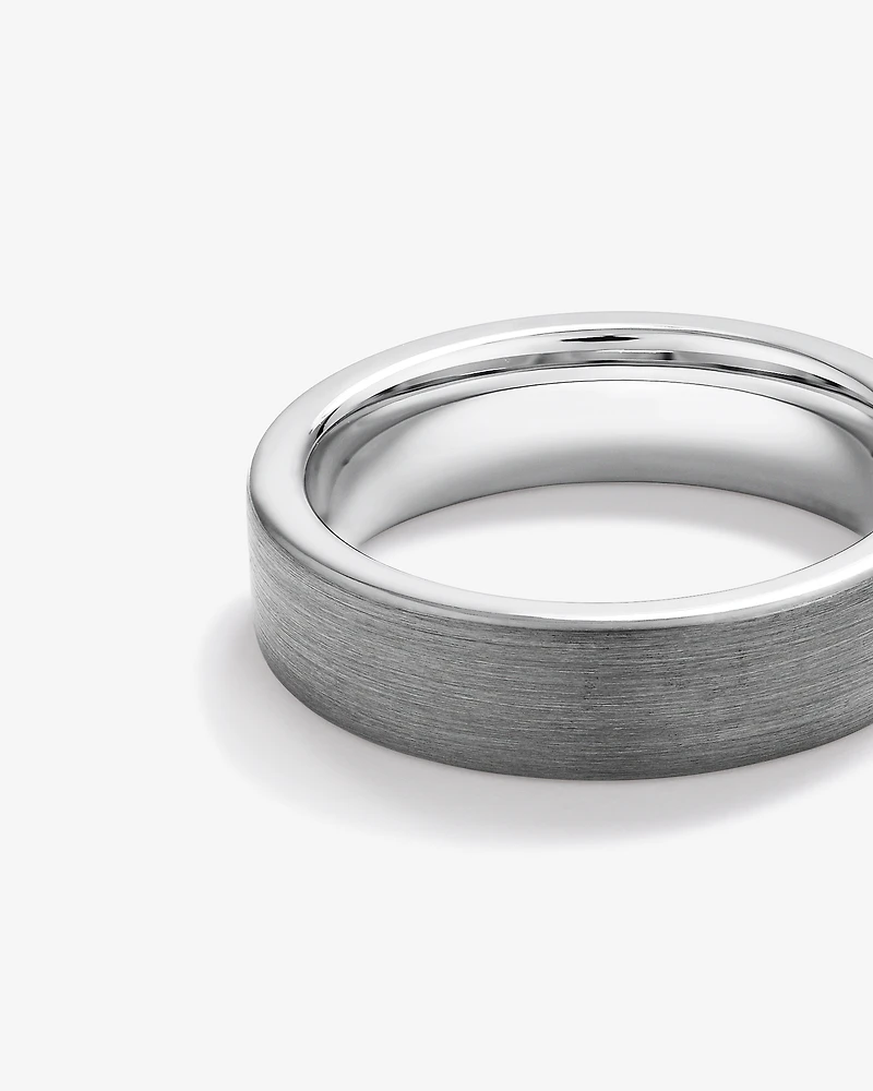6mm Brushed Flat Wedding Band in Tungsten